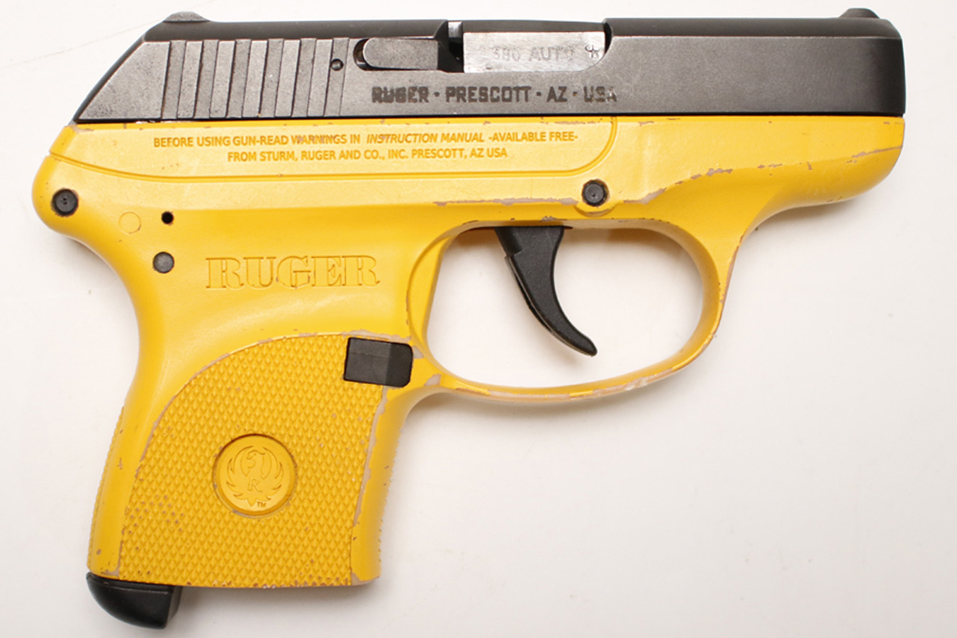 RUGER LCP 380 ACP Used Police Trade-in Pistol with Yellow Cerakote Frame (Magazine Not Included)